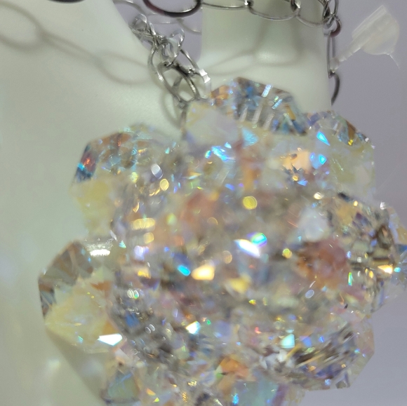 ITALIAN HANDCRAFTED CRYSTAL NECKLACE ON STERLING SILVER CHAIN - Picture 4 of 14
